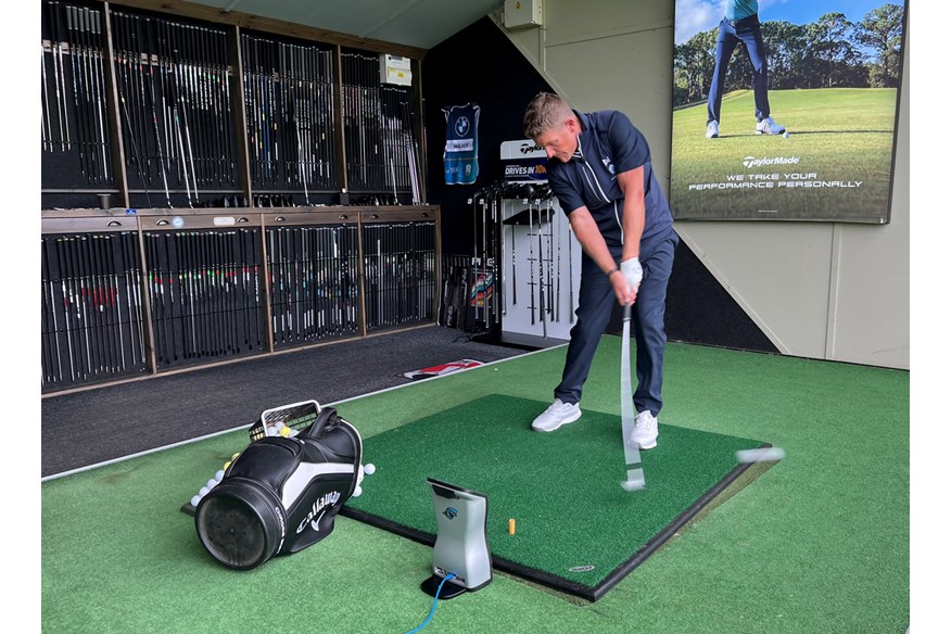 TG Test Pro Neil Wain hitting the TaylorMade P7CB irons.